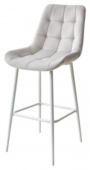 Барный стул ХОФМАН, цвет H-09 Светло-серый, велюр / белый каркас М-City в Южноуральске - yuzhnouralsk.ok-mebel.com | фото