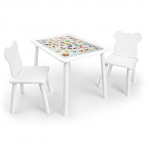 Детский комплект стол и два стула Мишка Rolti Baby с накладкой Алфавит (белая столешница/белое сиденье/белые ножки) в Южноуральске - yuzhnouralsk.ok-mebel.com | фото