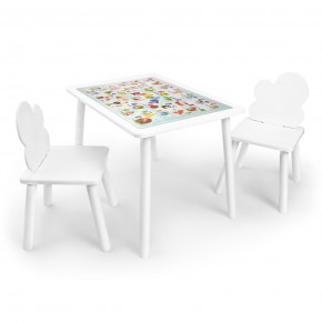 Детский комплект стол и два стула Облачко Rolti Baby с накладкой Алфавит (белая столешница/белое сиденье/белые ножки) в Южноуральске - yuzhnouralsk.ok-mebel.com | фото
