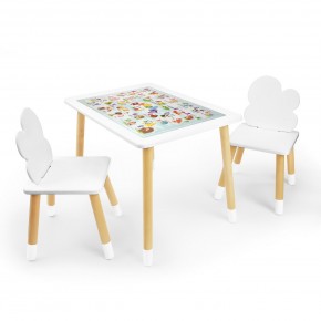 Детский комплект стол и два стула Облачко Rolti Baby с накладкой Алфавит (белая столешница/белое сиденье/береза ножки) в Южноуральске - yuzhnouralsk.ok-mebel.com | фото