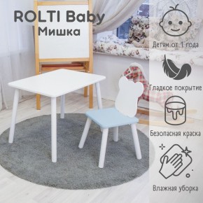 Детский комплект стол и стул «Мишка» Rolti Baby  (голубая столешница/голубое сиденье/белые ножки) в Южноуральске - yuzhnouralsk.ok-mebel.com | фото