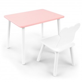 Детский комплект стол и стул «Мишка» Rolti Baby (розовый/белый, массив березы/мдф) в Южноуральске - yuzhnouralsk.ok-mebel.com | фото