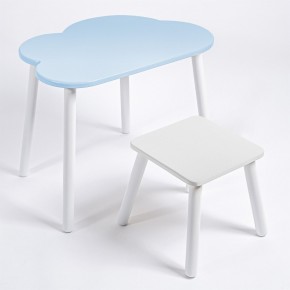 Детский комплект стол ОБЛАЧКО  и табурет Rolti Baby (голубая столешница/белое сиденье/белые ножки) в Южноуральске - yuzhnouralsk.ok-mebel.com | фото