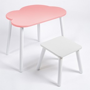 Детский комплект стол ОБЛАЧКО  и табурет Rolti Baby (розовая столешница/белое сиденье/белые ножки) в Южноуральске - yuzhnouralsk.ok-mebel.com | фото