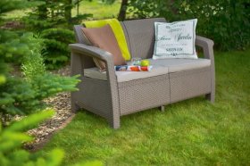 Диван пластиковый Корфу (Corfu love seat) капучино - песок в Южноуральске - yuzhnouralsk.ok-mebel.com | фото 2