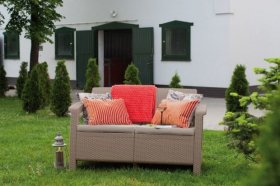 Диван пластиковый Корфу (Corfu love seat) капучино - песок в Южноуральске - yuzhnouralsk.ok-mebel.com | фото 3