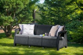 Диван пластиковый Корфу Макс (Corfu love seat max) графит в Южноуральске - yuzhnouralsk.ok-mebel.com | фото 2