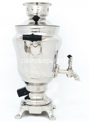 Электрический самовар из латуни никелированный на 1,5 литра форма "Тюльпан" с защитой от выкипания в Южноуральске - yuzhnouralsk.ok-mebel.com | фото 3