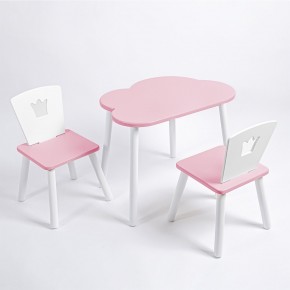 Комплект детский стол ОБЛАЧКО и два стула КОРОНА ROLTI Baby (розовая столешница/розовое сиденье/белые ножки) в Южноуральске - yuzhnouralsk.ok-mebel.com | фото