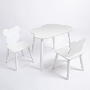 Комплект детский стол ОБЛАЧКО и два стула МИШКА ROLTI Baby (белая столешница/белое сиденье/белые ножки) в Южноуральске - yuzhnouralsk.ok-mebel.com | фото