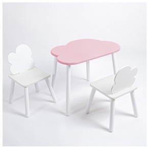 Комплект детский стол ОБЛАЧКО и два стула ОБЛАЧКО ROLTI Baby (розовая столешница/белое сиденье/белые ножки) в Южноуральске - yuzhnouralsk.ok-mebel.com | фото