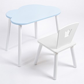 Комплект детский стол ОБЛАЧКО и стул КОРОНА ROLTI Baby (голубая  столешница/белое сиденье/белые ножки) в Южноуральске - yuzhnouralsk.ok-mebel.com | фото