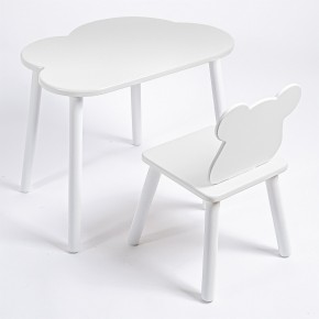 Комплект детский стол ОБЛАЧКО и стул МИШКА ROLTI Baby (белая столешница/белое сиденье/белые ножки) в Южноуральске - yuzhnouralsk.ok-mebel.com | фото