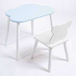 Комплект детский стол ОБЛАЧКО и стул МИШКА ROLTI Baby (голубая столешница/белое сиденье/белые ножки) в Южноуральске - yuzhnouralsk.ok-mebel.com | фото
