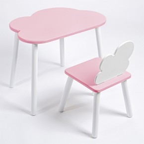 Комплект детский стол ОБЛАЧКО и стул ОБЛАЧКО ROLTI Baby (розовая столешница/розовое сиденье/белые ножки) в Южноуральске - yuzhnouralsk.ok-mebel.com | фото