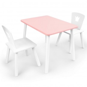 Комплект детской мебели стол и два стула Корона  (Розовый/Белый/Белый) в Южноуральске - yuzhnouralsk.ok-mebel.com | фото