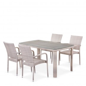 Комплект плетеной мебели T256C/Y376C-W85 Latte (4+1) + подушки на стульях в Южноуральске - yuzhnouralsk.ok-mebel.com | фото