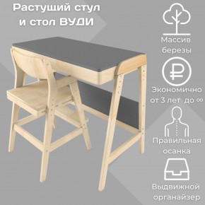 Комплект растущий стол и стул 38 попугаев «Вуди» (Серый, Без покрытия) в Южноуральске - yuzhnouralsk.ok-mebel.com | фото