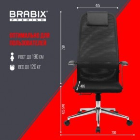 Кресло BRABIX PREMIUM "Ultimate EX-801" хром, плотная двойная сетка Х2, черное, 532917 в Южноуральске - yuzhnouralsk.ok-mebel.com | фото 7