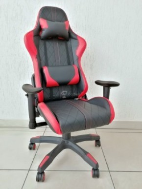 Кресло геймерское Barneo K-52 (черная экокожа красные вставки) в Южноуральске - yuzhnouralsk.ok-mebel.com | фото