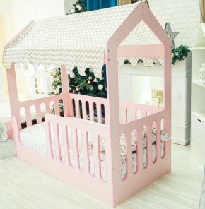 Кровать-домик без ящика 800*1600 (Розовый) в Южноуральске - yuzhnouralsk.ok-mebel.com | фото