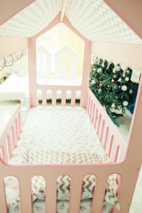 Кровать-домик без ящика 800*1600 (Розовый) в Южноуральске - yuzhnouralsk.ok-mebel.com | фото 3