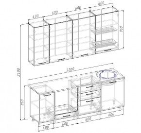 Кухонный гарнитур Графика 2200 (Стол. 38мм) в Южноуральске - yuzhnouralsk.ok-mebel.com | фото 2