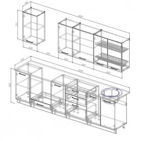 Кухонный гарнитур Графика 2800 (Стол. 26мм) в Южноуральске - yuzhnouralsk.ok-mebel.com | фото 2