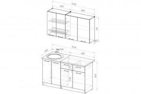 ЛОТОС Кухонный гарнитур Медиум 2 (1400 мм) в Южноуральске - yuzhnouralsk.ok-mebel.com | фото 2