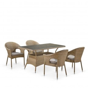 Обеденный комплект плетеной мебели T198B/Y79B-W56 Light Brown (4+1) в Южноуральске - yuzhnouralsk.ok-mebel.com | фото 1