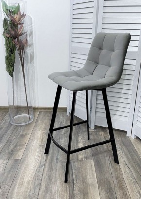 Полубарный стул CHILLI-QB SQUARE светло-серый #26, велюр / черный каркас (H=66cm) М-City в Южноуральске - yuzhnouralsk.ok-mebel.com | фото 2