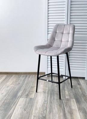 Полубарный стул ХОФМАН, цвет H-09 Светло-серый, велюр / черный каркас H=63cm М-City в Южноуральске - yuzhnouralsk.ok-mebel.com | фото 2