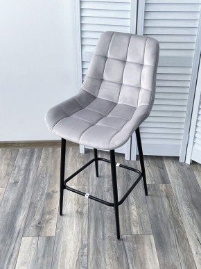 Полубарный стул ХОФМАН, цвет H-09 Светло-серый, велюр / черный каркас H=63cm М-City в Южноуральске - yuzhnouralsk.ok-mebel.com | фото 4
