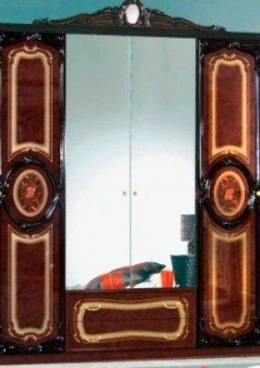 Шкаф 4-х дверный с зеркалами (01.144) Роза (могано) в Южноуральске - yuzhnouralsk.ok-mebel.com | фото 1