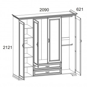 Шкаф 4D2S Z, TIFFANY, цвет вудлайн кремовый в Южноуральске - yuzhnouralsk.ok-mebel.com | фото