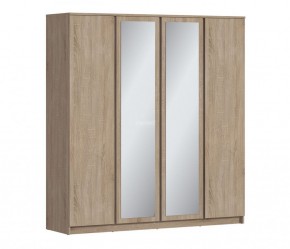 Шкаф 4х дверный с зеркалами Веста СБ-3082 (Дуб Сонома) в Южноуральске - yuzhnouralsk.ok-mebel.com | фото