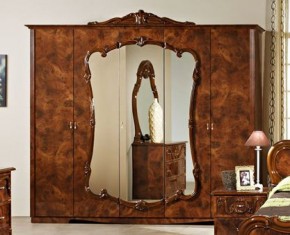 Шкаф 5-и дверный с зеркалами (20.145) Тициана (орех) в Южноуральске - yuzhnouralsk.ok-mebel.com | фото 1