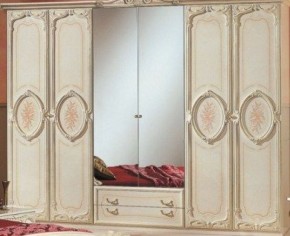 Шкаф 6-и дверный с зеркалами (01.146) Роза (беж) в Южноуральске - yuzhnouralsk.ok-mebel.com | фото