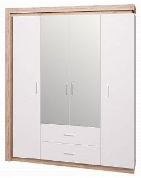 Шкаф для одежды с ящиками 4-х створчатый с зеркалом Люмен 16 в Южноуральске - yuzhnouralsk.ok-mebel.com | фото