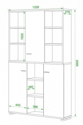Шкаф книжный Домино ПУ-40-3 в Южноуральске - yuzhnouralsk.ok-mebel.com | фото 2