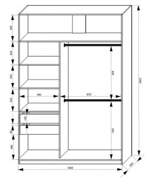 Шкаф-купе 1600 серии SOFT D8+D2+B2+PL4 (2 ящика+F обр.штанга) профиль «Графит» в Южноуральске - yuzhnouralsk.ok-mebel.com | фото 2