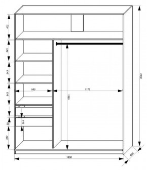 Шкаф-купе 1800 серии SOFT D1+D3+B2+PL1 (2 ящика+1штанга) профиль «Графит» в Южноуральске - yuzhnouralsk.ok-mebel.com | фото 3