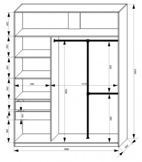 Шкаф-купе 1800 серии SOFT D8+D2+B2+PL4 (2 ящика+F обр.штанга) профиль «Графит» в Южноуральске - yuzhnouralsk.ok-mebel.com | фото 3