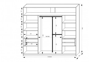 Шкаф-купе 2150 серии NEW CLASSIC K4+K4+K4+B22+PL4(по 2 ящика лев/прав+F обр.штанга) профиль «Капучино» в Южноуральске - yuzhnouralsk.ok-mebel.com | фото 3