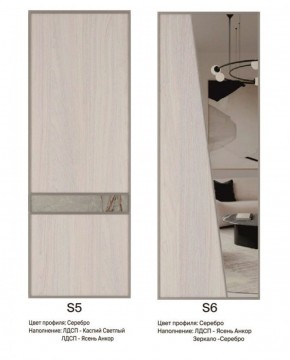 Шкаф-купе 2250 серии SILVER S5+S1+S5 B22+PL2 (по 2 ящика лев/прав+1 штанга+1 полка) профиль «Серебро» в Южноуральске - yuzhnouralsk.ok-mebel.com | фото 13