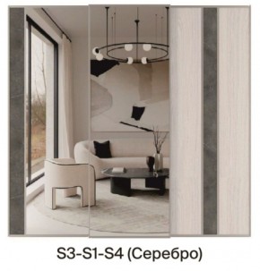 Шкаф-купе 2250 серии SILVER S5+S1+S5 B22+PL2 (по 2 ящика лев/прав+1 штанга+1 полка) профиль «Серебро» в Южноуральске - yuzhnouralsk.ok-mebel.com | фото 8
