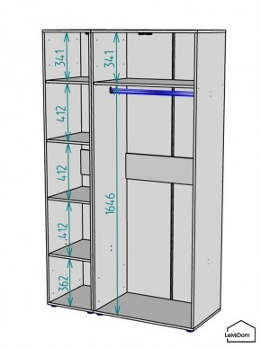 Шкаф Linnea MHR-3-1 2050х1200х510 (ДВ-М 11.1.25) в Южноуральске - yuzhnouralsk.ok-mebel.com | фото 3