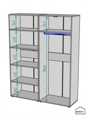 Шкаф Linnea MHR-4PO-1 2050х1600х510 (Белый-М 11.1.2) в Южноуральске - yuzhnouralsk.ok-mebel.com | фото 3