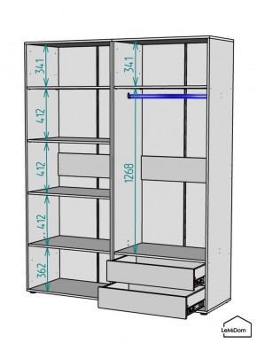 Шкаф Linnea MHR-4PO-2 2050х1600х510 (Белый-М 11.1.2) в Южноуральске - yuzhnouralsk.ok-mebel.com | фото 3