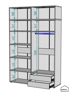 Шкаф с антресолью Linnea MHR-4A-2 2450х1600х510 (ДВ-М 11.1.25) в Южноуральске - yuzhnouralsk.ok-mebel.com | фото 3
